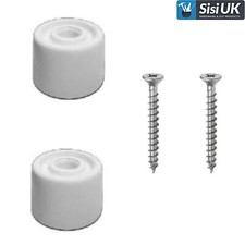 BLACK & WHITE RUBBER DOOR STOPS STOPPER - INCLUDES SCREWS - 25mm