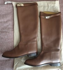 Hermès Jumping Boots EU38.5 UK 5.5  US7.5 Taupe Leather Kelly Boots  VGC