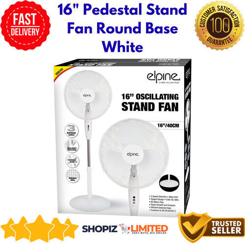 White pedestal stand fan - 16",