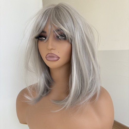 Synthetic hair grey bob - hair,
