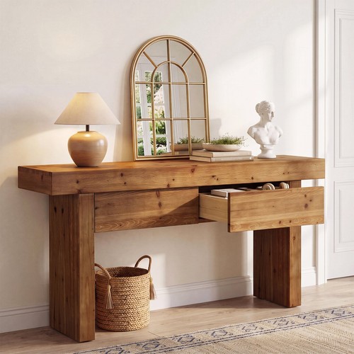 Wood console table - 63",