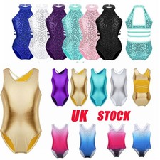 UK Kids Girls Gymnastics Ballet Leotard Sparkly Dancewear Children Dance Costume