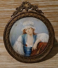 Antique Miniature Portrait of