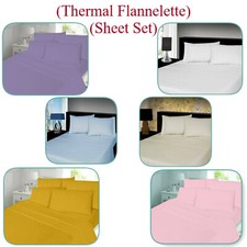 Thermal Flannelette Sheet Set 4-PC 100% Brushed Cotton Warm Sherpa Bedding Set