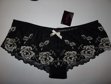 Bnwt La Senza 8 10 14 16 Shorts Black Ivory Embroidered Floral Design