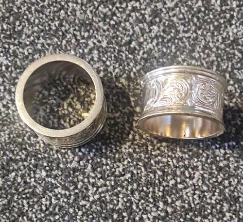 Pair silver plate - napkin, rings