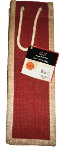 Jute wine bag clear front - wine,