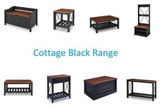 Cottage Black Sideboard Coffee Hall Table Storage Bench Coat Rack Solid Pine