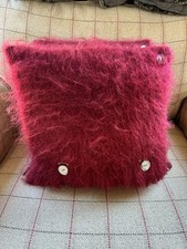 Pair Of Bronte By Moon Cushions In Luxury Mohair Berry Red