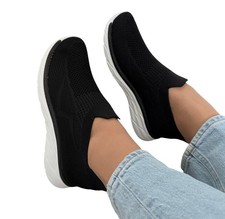 Ladies Black Slip-On Trainers