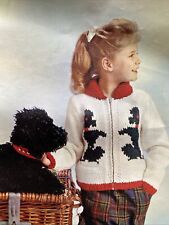Vtg Patons Big Ben 9007 knitting pattern Girl’s Poodle picture Jacket Intarsia