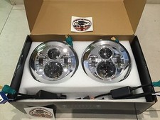 7" Inch LED HEADLIGHT PAIR Land Rover Defender DOT SAE E Approved CHROME 734C 