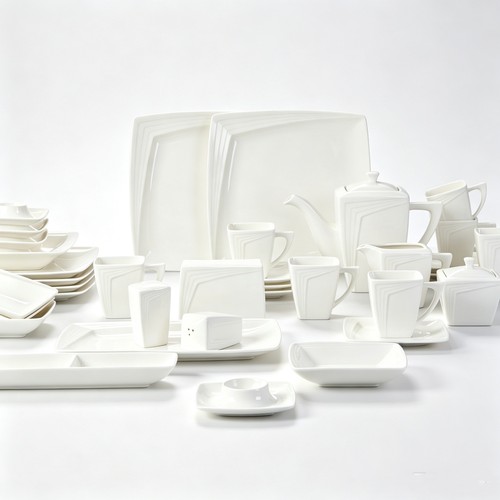 White porcelain dinner set - white,