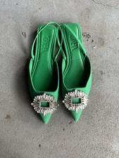 Zara Green Flat Mules w