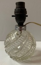 VINTAGE PATTERNED GLASS SMALL TABLE LAMP CLEAR GLASS LIGHT MID CENTURY 1950’S