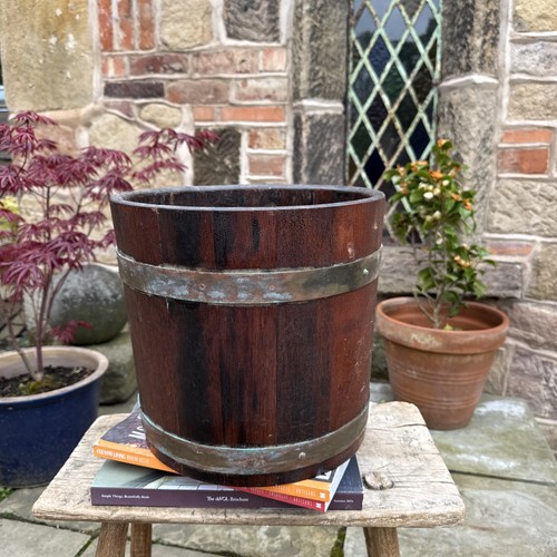 Wooden barrel style planter - barrel,