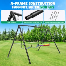 600lb Metal Swing Set for Kids