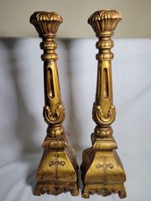 Pair Of Gothic Church  Alter Candle Sticks  Large 59cm High Resin Rare Prop