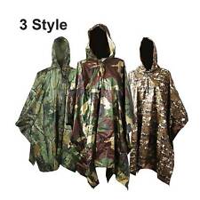 Waterproof Army Hooded Ripstop Rain Poncho Military Camping Hiking Light-weight