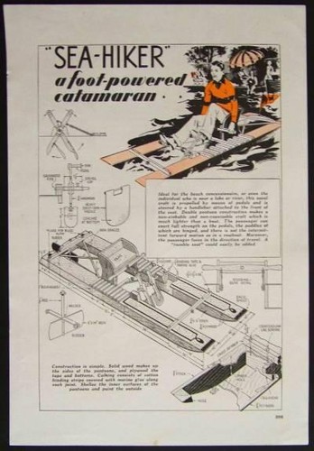 Foot powered catamaran - foot,