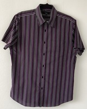 Thomas Nash Black/Purple/Grey Stripe Shirt - Medium