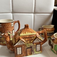 Vintage Beswick Ware Cottage Tea Pot  Sugar Bowl , creamer and Milk Jug