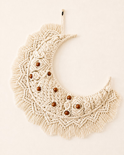 Macrame crescent moon - moon, wall