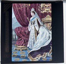 Queen Victoria. Coronation Robes. Illustrated London News. Magic Lantern Slide.