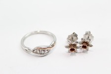 Clogau Sterling Silver Jewellery Rose Gold Accents Daffodil Earrings Ring x 2