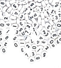 100x 7mm white flat round acrylic beads single and mixed 0-9 numbers DIY Craft