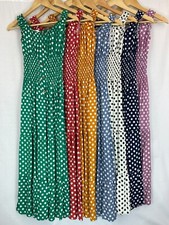 Womens Elasticated Bardot Off Shoulder Polka Dot Summer Ladies Long Maxi Dress