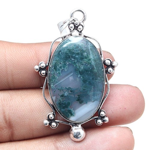 Necklace moss agate gemstone - moss,