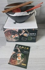 Ramen Ceramic Bowl 2 Person Combo Set Underglaze Colour Black To Brown