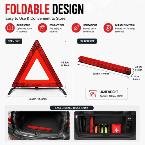 Car emergency warning triangle - car,