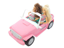 Barbie Playset Jeep Off Road Pink Cruiser Convertible Car with 3 Barbie Dolls