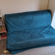 IKEA LYCKSELE LÖVÅS Sofa Bed 2-Seat, Bed Frame, Teal Mattress Cover