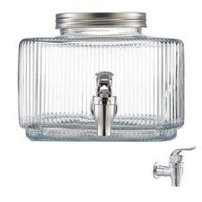 Uimoso 3L Glass Beverage Dispenser with Spigot for Parties