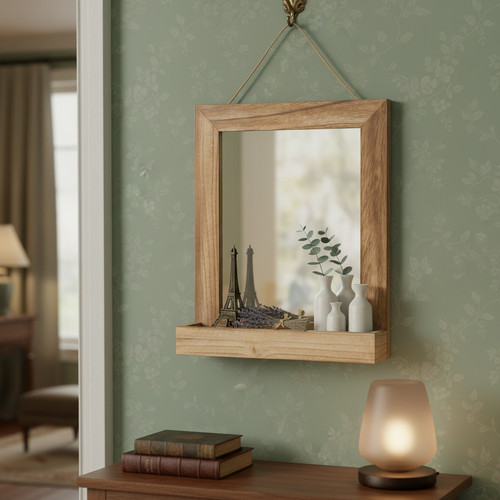 Wood frame wall mirror - wood,