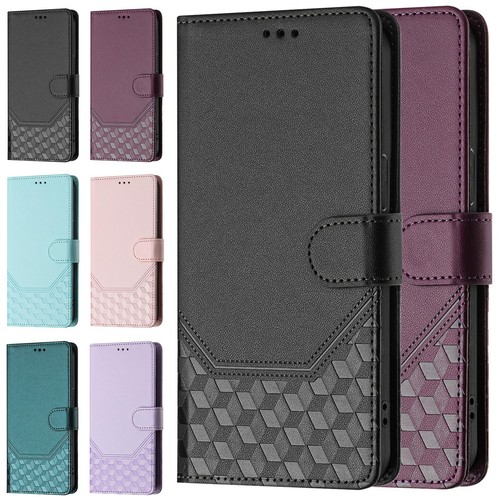 Grid leather wallet - leather, phone