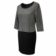 Gerry Weber Women's Colorblock Sheath Dress Gray Black Wool Blend Career Chic