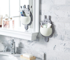 One piece Light grey Toothbrush holder cutlery rack Cartoon Suction cups