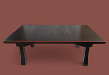 Vintage Japanese Wooden Display Table Lacquer Finish Folding Legs Tall Low Table