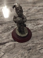 ENGLISH MINIATURES GNOME Wood Cutter PEWTER ON WOOD BASE FINE ART SCULPTURES