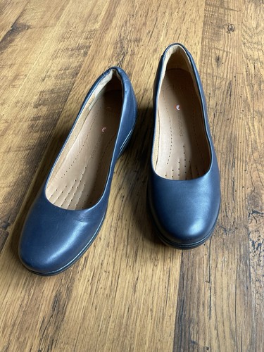 Clarks navy leather wedge heel - wedge,