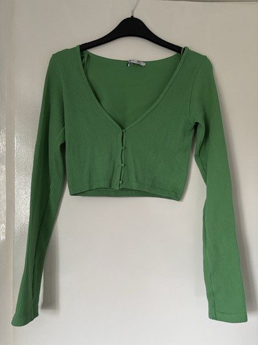 Zara green ribbed button - zara, button-up