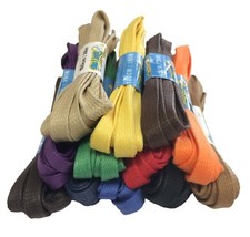 WAXED FLAT COTTON SHOE LACES SHOELACES - 8mm wide - 19 colours - FREE UK P&P!