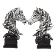  2 Pcs Horse Statues Sculptures Head Animal Pattern Ornament Decor for Home