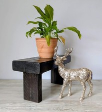 Rustic Chunky Reclaimed Wood Stool Bench Plant Stand Display Shelf