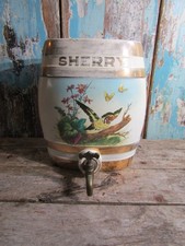 Antique Victorian Era Hand Painted Ceramic Sherry Barrel Keg with Tap