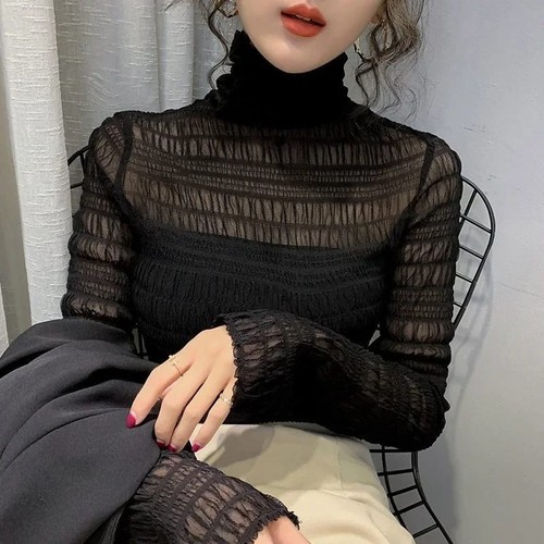 Women mesh sheer lace - sheer,
